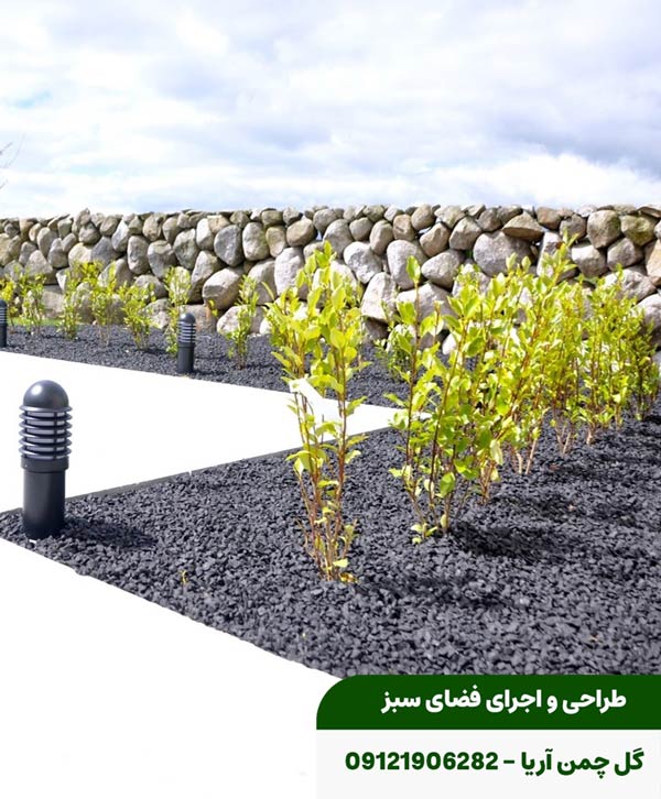 طراحی فضای سبز با شن رنگی